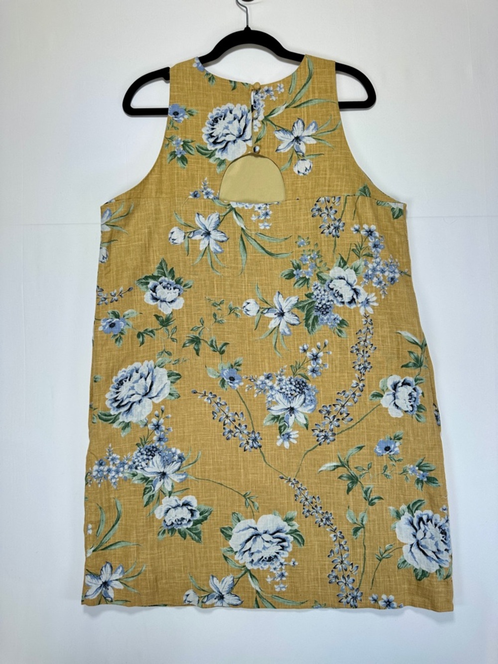 RW&CO Linen Blend Shift Dress Yellow Floral Sleeveless Pocket Size XL - Picture 7 of 9